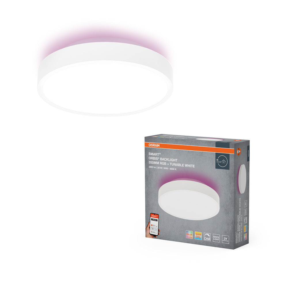 OSRAM Wifi SMART+ ORBIS BACKLIGHT LED Plafondlamp RGBW Meerkleurig 35cm Instelbaar Wit 28W / 3000-6500K