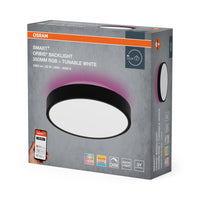 OSRAM Wifi SMART+ ORBIS BACKLIGHT LED Plafondlamp RGBW Meerkleurig 35cm Instelbaar Wit 28W / 3000-6500K Zwart