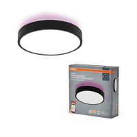 OSRAM Wifi SMART+ ORBIS BACKLIGHT LED Plafondlamp RGBW Meerkleurig 35cm Instelbaar Wit 28W / 3000-6500K Zwart