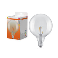 OSRAM LED-lampen, klassieke bolvorm, equivalent aan 25 watt, E27, G125, 2700 Kelvin, warm wit, helder glas, per stuk verpakt