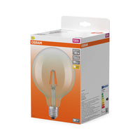 OSRAM LED-lampen, klassieke bolvorm, equivalent aan 40 watt, E27, G125, 2700 Kelvin, warm wit, helder glas, per stuk verpakt