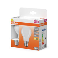 OSRAM LED-lamp LED Retrofit CLASSIC A 6,5W 827 Mat B22d verpakking van 2, 806 lm, 2700 K, warm wit, verpakking van 2
