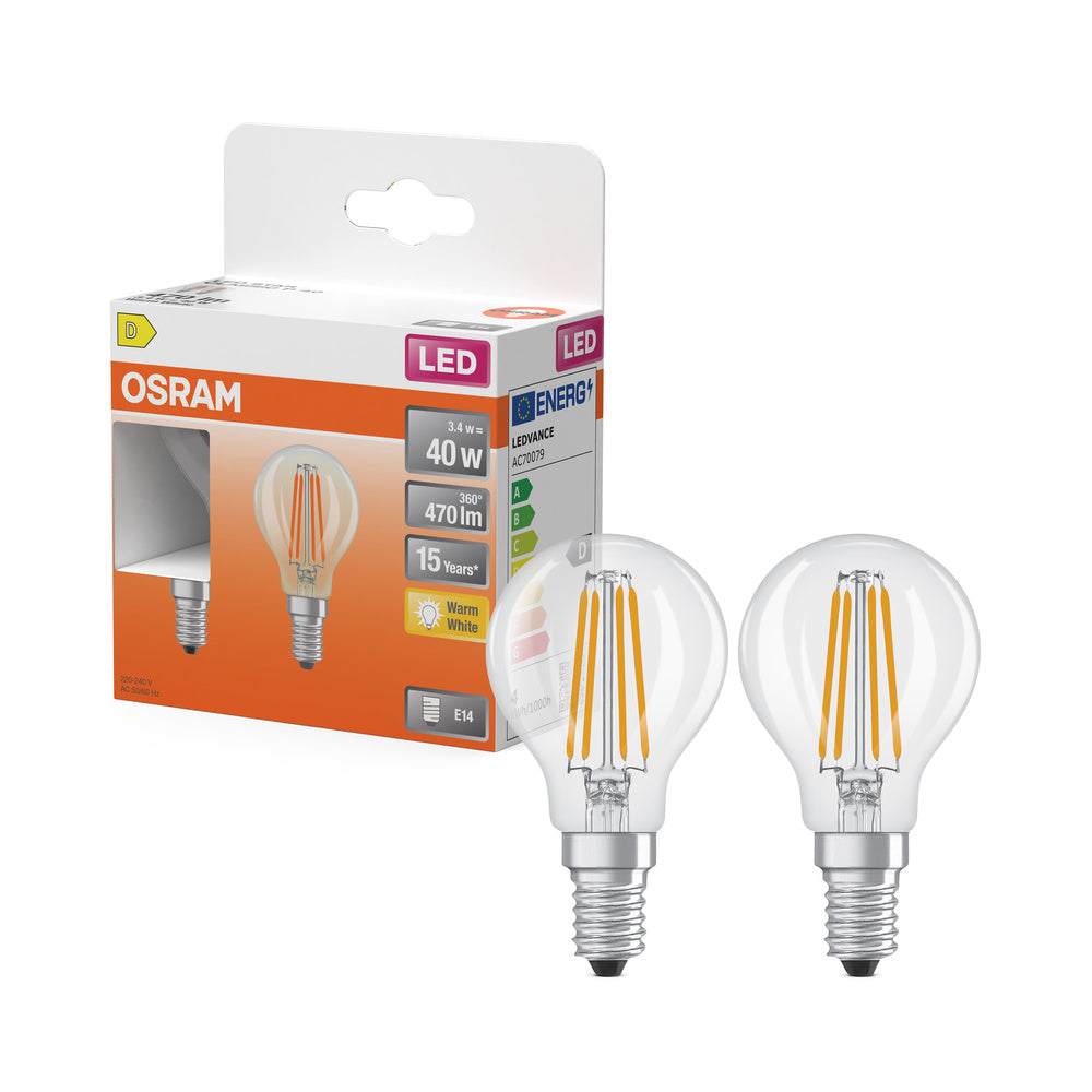 OSRAM LED Retrofit Classic P 3.4W 827 transparant E14