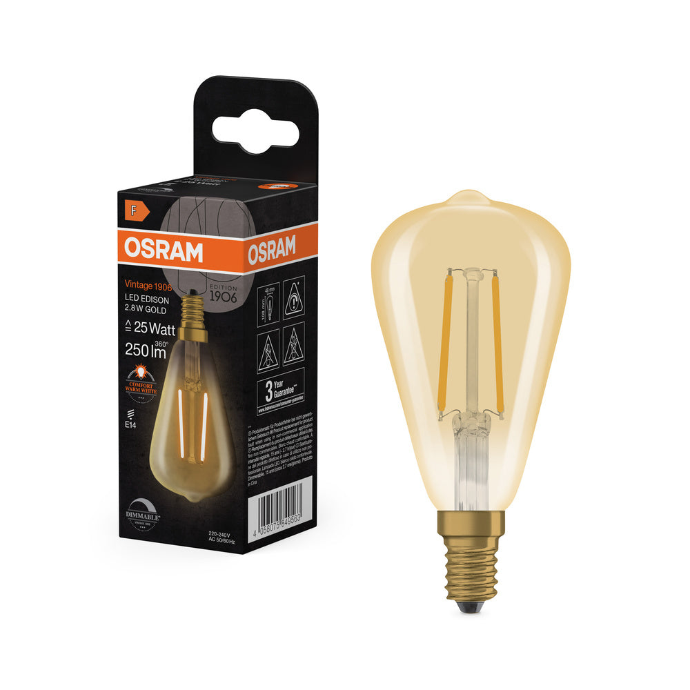 OSRAM Vintage 1906® LED Classic Edison dimbaar 2.8W 822 Goud E14 1