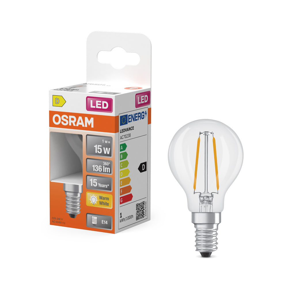 OSRAM LED Retrofit Classic P 1W 827 transparant E14