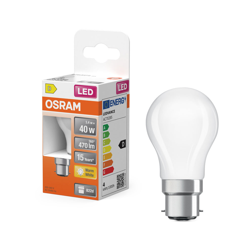 OSRAM LED-lamp LED-retrofit CLASSIC P 4W 827 Matglas B22d, 470 lm, 2700 K, Warm wit