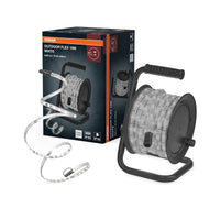 OSRAM Outdoor Flex LED Streifen 10M IP65, kaltweiß, bis 50 m erweiterbar, inkl. Kabeltrommel, Montagezubehör, Anschlusskabel