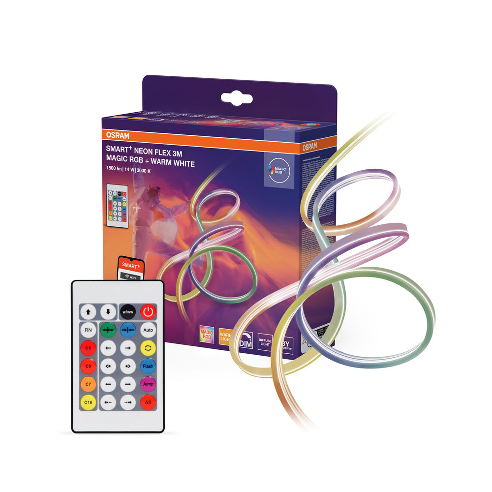 OSRAM Wifi SMART+ NEON FLEX MAGIC RGB + TUNABLE WHITE LED-lichtstrip, 3m, 15W, met afstandsbediening