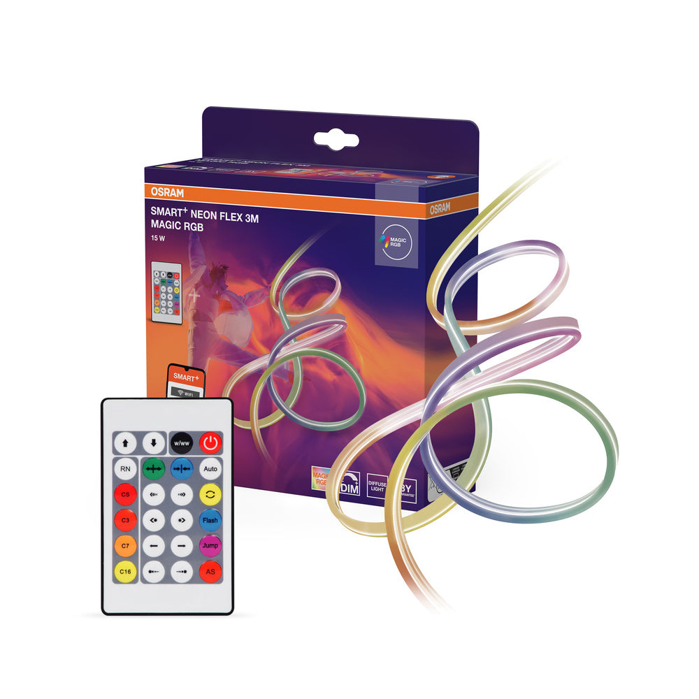 OSRAM Wifi SMART+ NEON FLEX MAGIC RGB LED-Lichtstreifen, 3m, 15W, mit Fernbedienung