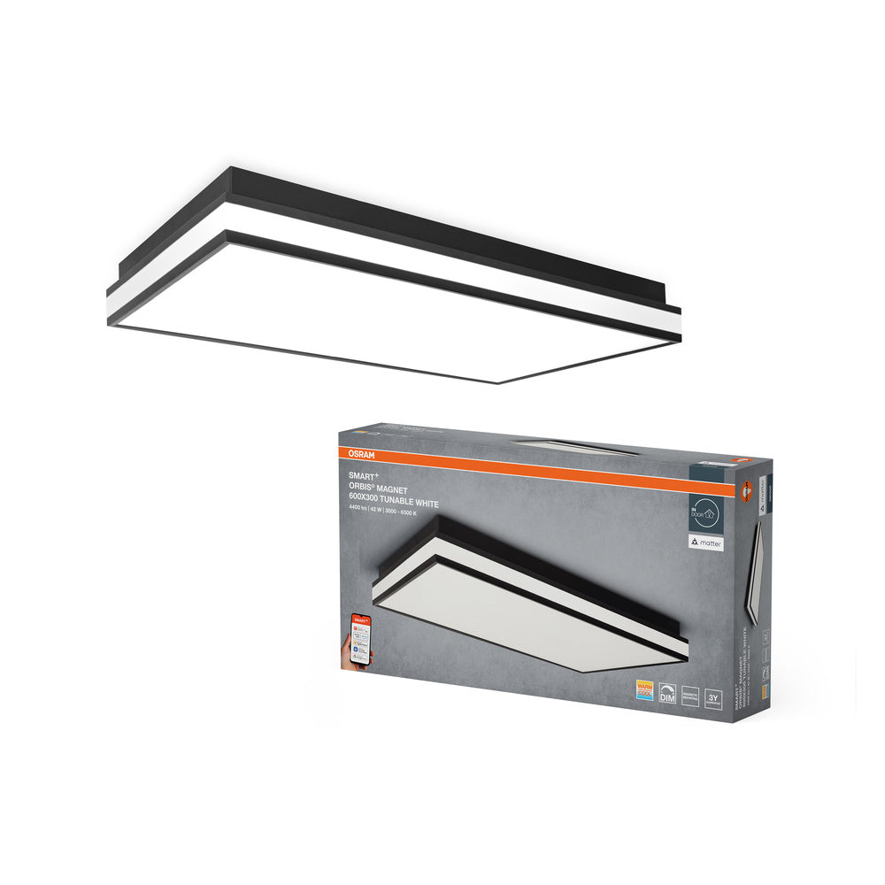 OSRAM Matter SMART+ ORBIS MAGNET LED-plafondlamp 60x30cm, instelbaar wit, 42W / 3000-6500K, zwart