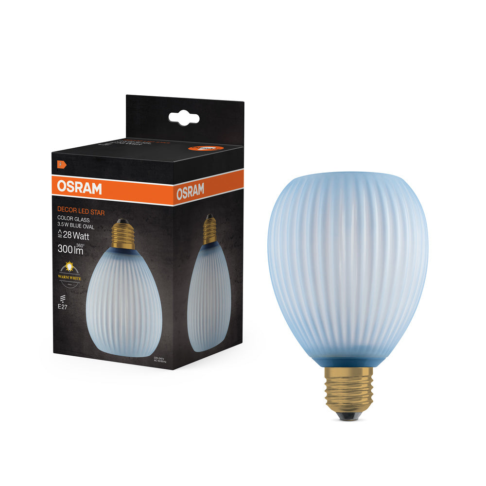 OSRAM DECOR LED-lamp, ovaal van gekleurd glas, blauw