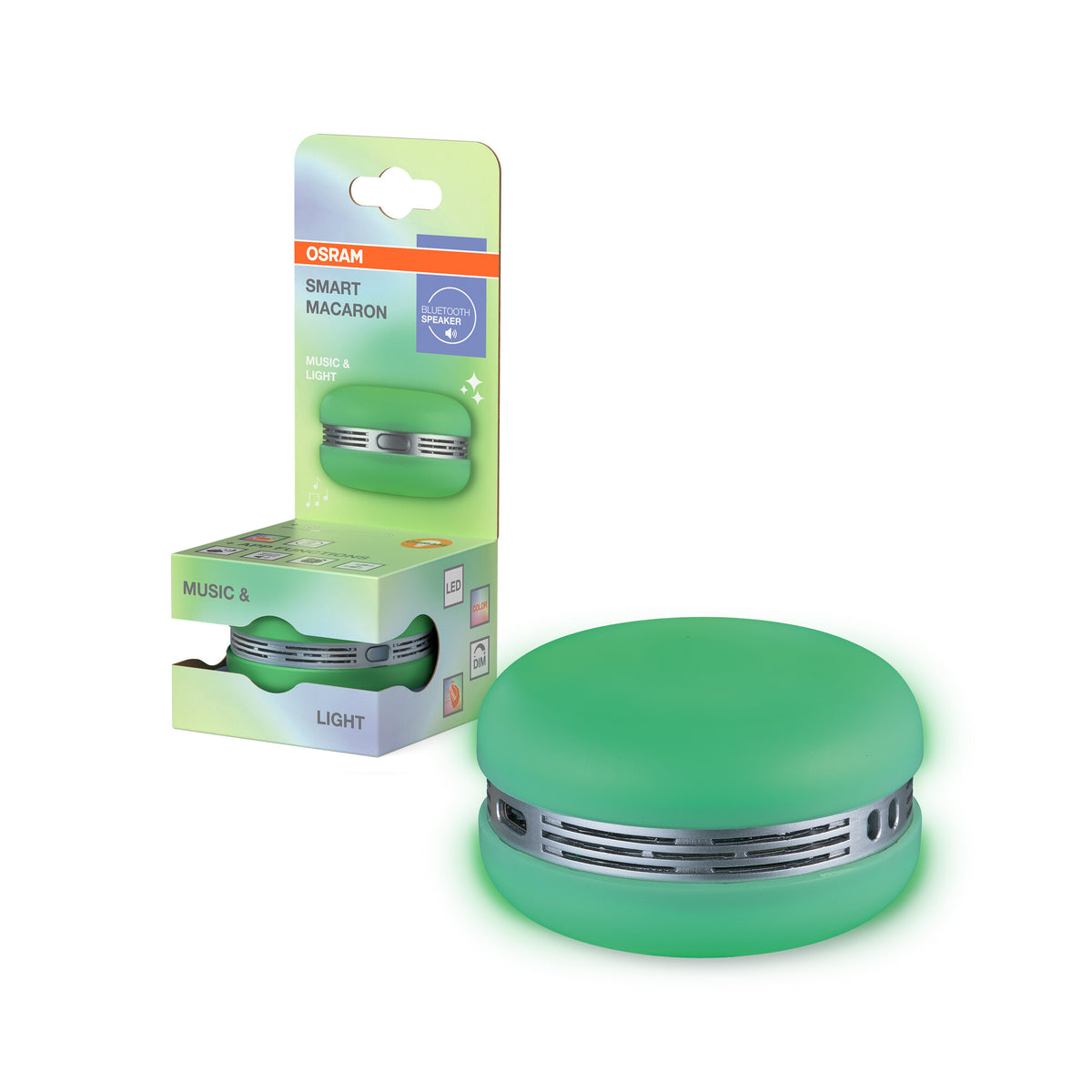 OSRAM Bluetooth SMART+ Macaron-luidspreker met bewegingsbediening, RGB-ledverlichting, groen