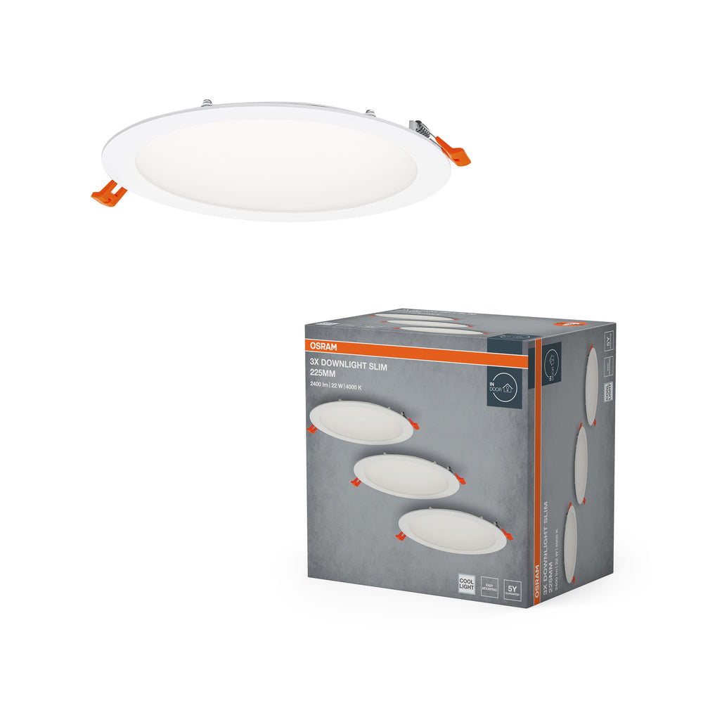 OSRAM LED Spot- en Downlightset voor Inbouwspots, Slank, 225 mm, 22W, Wit, ⌀200 mm