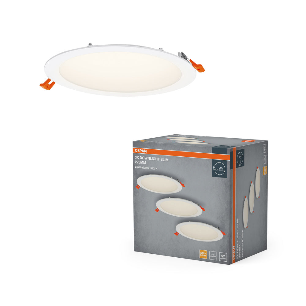 OSRAM LED Spot- en Downlightset voor Inbouwspots, Slank, 225 mm, 22W, Wit, ⌀200 mm