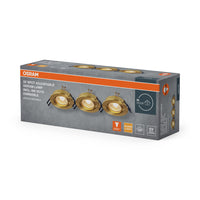 OSRAM LED-spotset voor inbouwmontage, GU10, dimbaar, draaibaar, kliksysteem, 6W, satijngoud, ⌀68 mm