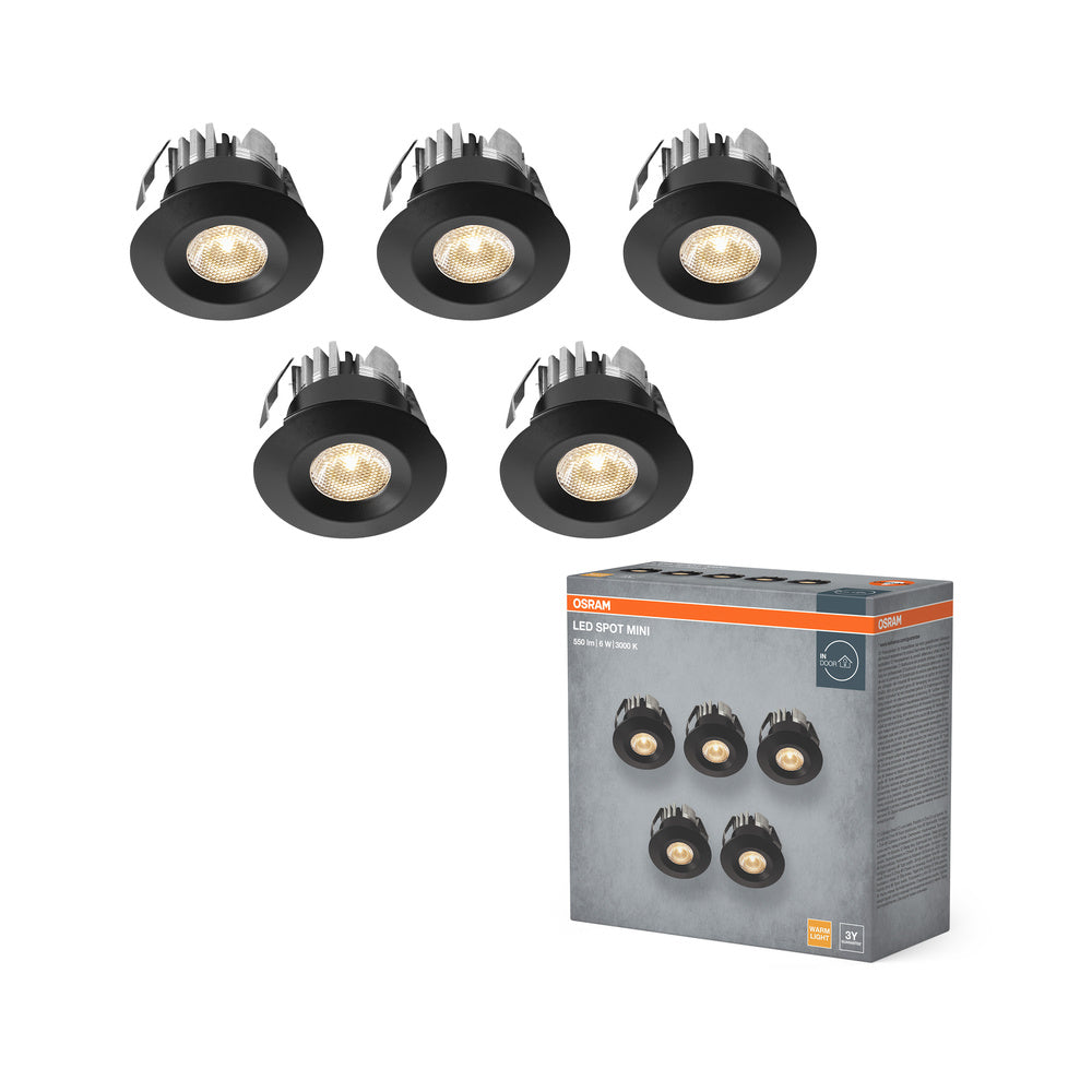 OSRAM LED Mini Spot Set Inbouwspot 6W 120° Zwart ⌀30 mm
