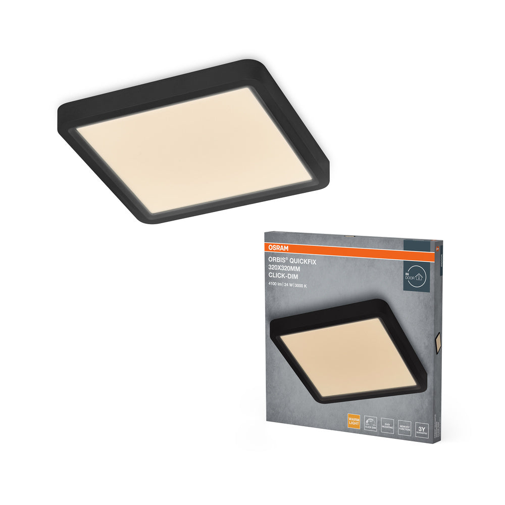 OSRAM Orbis Quickfix vierkante plafondlamp 320x320 mm 24W Click-Dim zwart