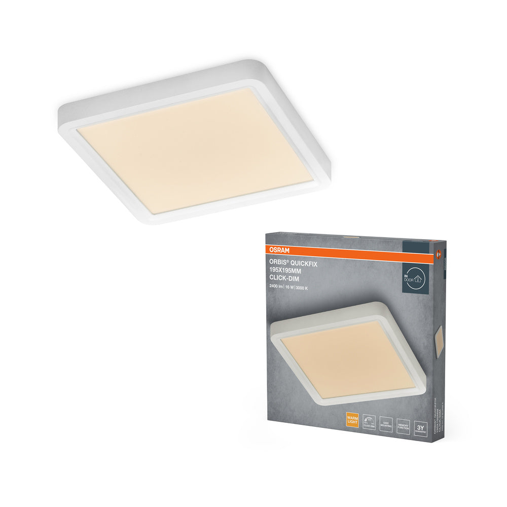 OSRAM Orbis Quickfix Square Deckenleuchte 195x195 mm 16W Click-Dim Weiß