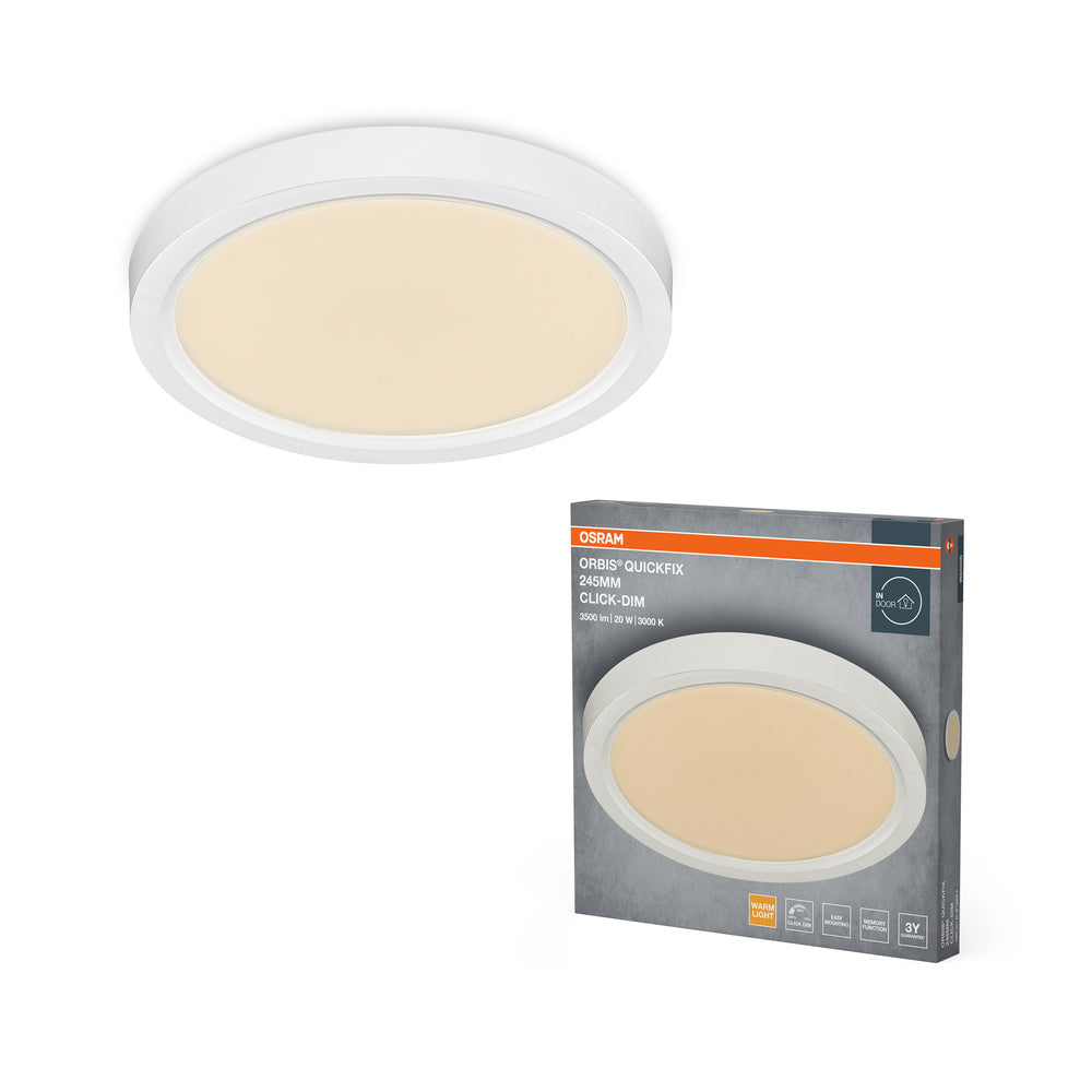 OSRAM Orbis Quickfix ronde plafondlamp 245 mm 20W klikdim wit