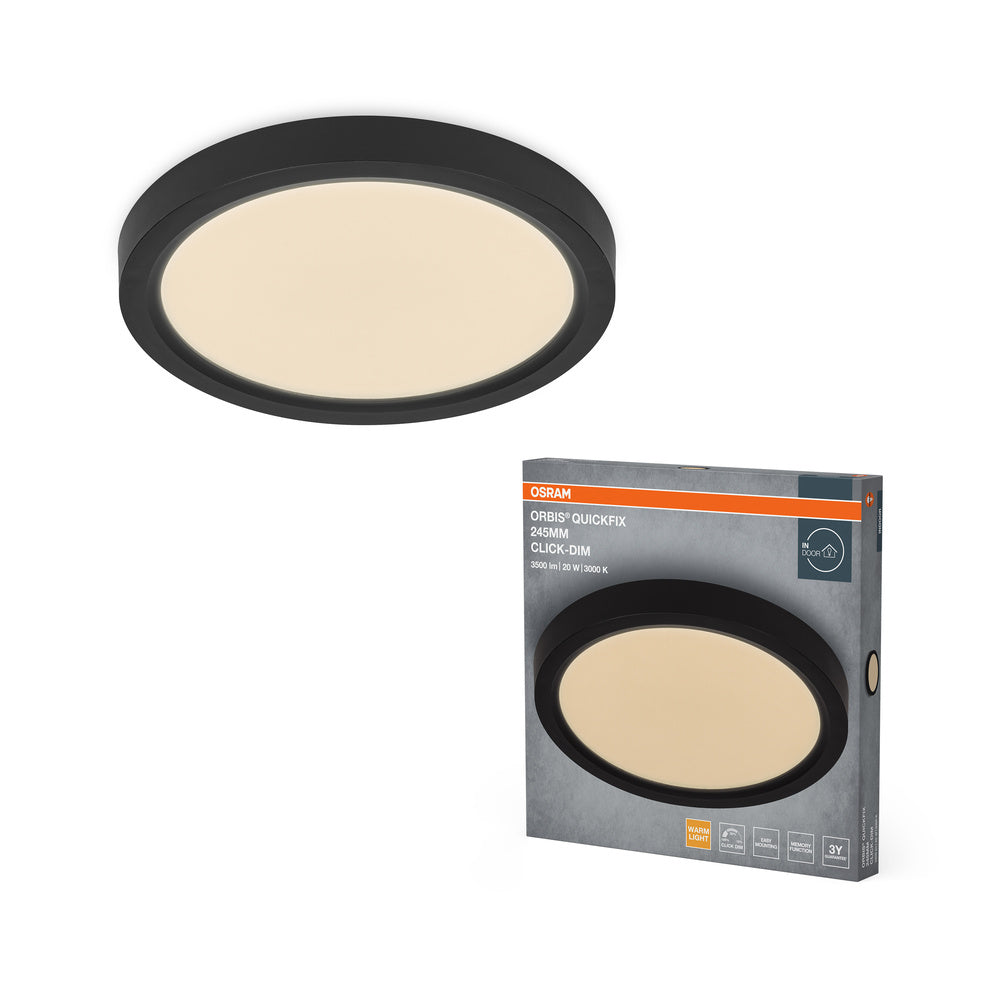 OSRAM Orbis Quickfix ronde plafondlamp 245 mm 20W Click-Dim zwart