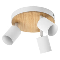 OSRAM LED Spot Plafondlamp met Houten Lijnafwerking, 3xGU10, Wit en Houtdecor