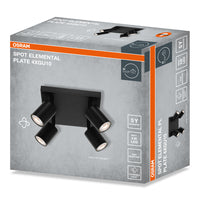 OSRAM 4-punts LED-spot ELEMENTAL plaat, zwart, licht, 4xGU10, zwart, 21 x 13,8 x 21 cm