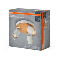 OSRAM LED Spot Plafondlamp met Houten Lijnafwerking, 3xGU10, Wit en Houtdecor