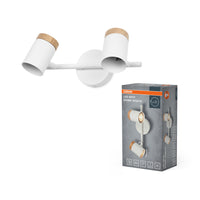 OSRAM LED Spot Stamp Deckenleuchte 2xGU10 Weiß und Holz