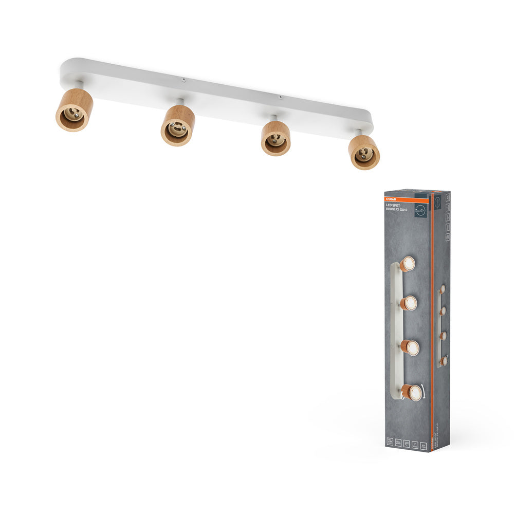 OSRAM LED Spot Brick plafondlamp 4xGU10 wit en hout