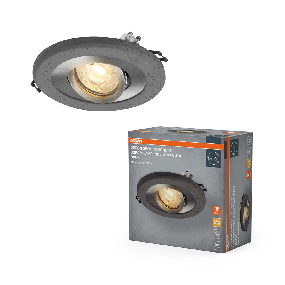 OSRAM Concrete Spot GU10 Inbouwspot 4,5W Donker Satijn Nikkel ⌀68 mm