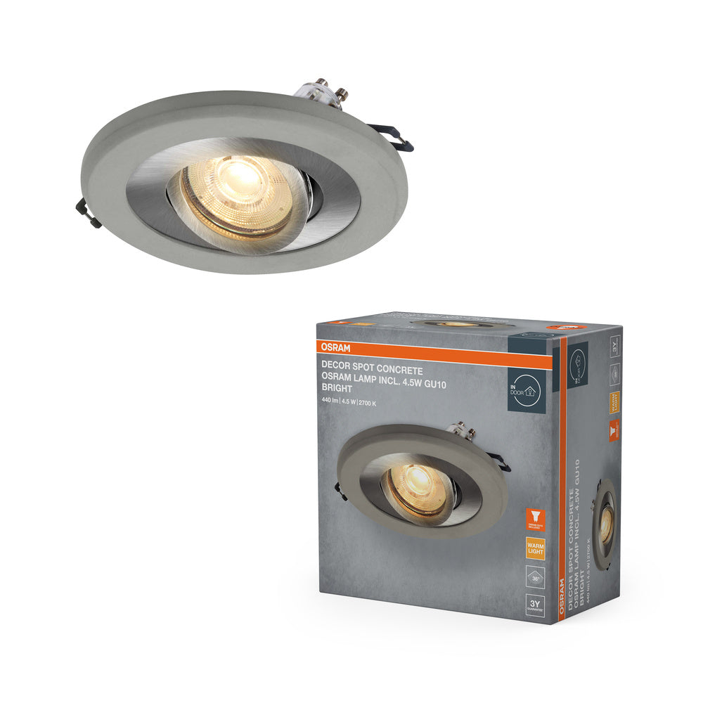 OSRAM Concrete Spot GU10 Inbouwspot 4,5W Helder Satijn Nikkel ⌀68 mm