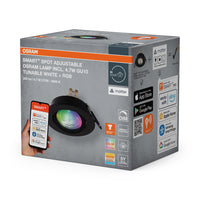 OSRAM Matter SMART+ LED slimme inbouwspot voor badkamer GU10 draaibaar 4,7W RGBW zwart Ø68 mm