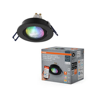 OSRAM Matter SMART+ LED slimme inbouwspot voor badkamer GU10 draaibaar 4,7W RGBW zwart Ø68 mm