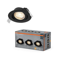 OSRAM LED-spotset voor inbouwmontage, draaibaar, 4,9 W, 36°, zwart, ⌀75 mm