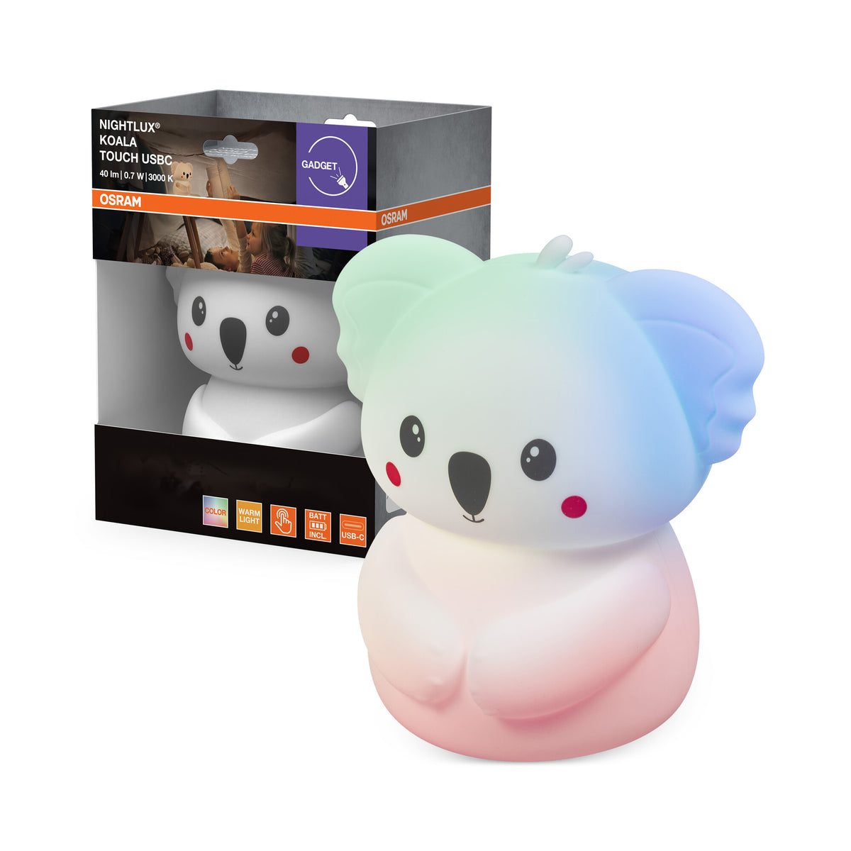 OSRAM NIGHTLUX TOUCH Koala USB RGBW meerkleurig batterijgevoede LED-nachtlampje 0,70 W