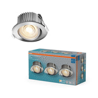 OSRAM LED-spotset voor inbouwbadkamer, kleurtemperatuur IP44, draaibaar, 4,9 W, 36°, chroom, ⌀68 mm