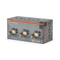 OSRAM LED-spotset voor inbouwmontage, draaibaar, 4,9 W, 36°, satijnnikkel, Ø75 mm