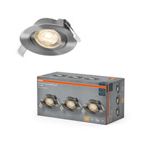 OSRAM LED-spotset voor inbouwmontage, draaibaar, 4,9 W, 36°, satijnnikkel, Ø75 mm