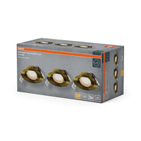 OSRAM LED-spotset voor inbouwmontage, draaibaar, 4,9 W, 120°, groen messing, Ø75 mm