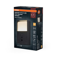 ENDURA Style USB Volt buitenwandlamp, donkergrijs, 5 W, 350 lm, 3000 K, 230° stralingshoek, IP54, lithium-ion-accu, opladen via USB-C, levensduur 50.000 uur