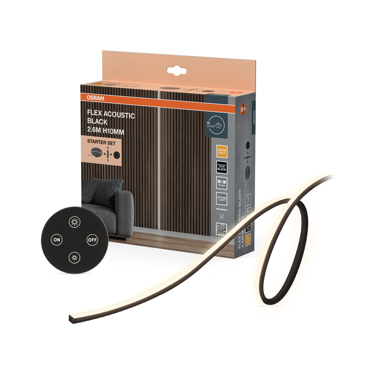 OSRAM Flex Acoustic Schwarz H10 mm 830 Starter-Set