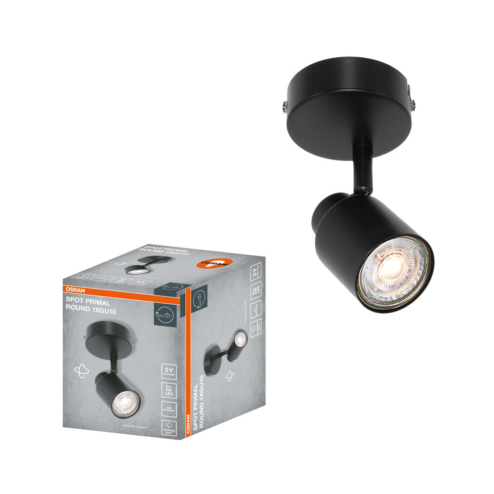 OSRAM 1-punts LED-spot PRIMAL rond, licht, 1xGU10, zwart