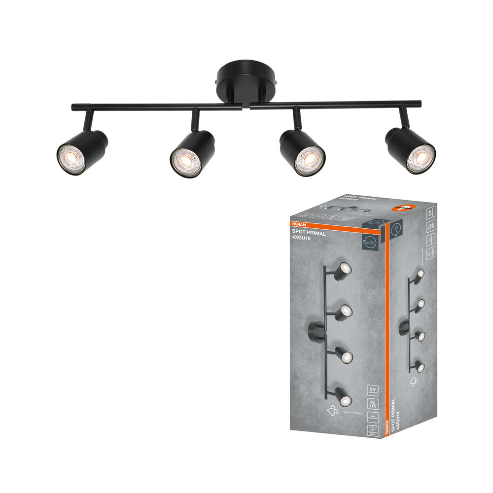 OSRAM 4-punts LED-spot PRIMAL, armatuur, 4xGU10, zwart