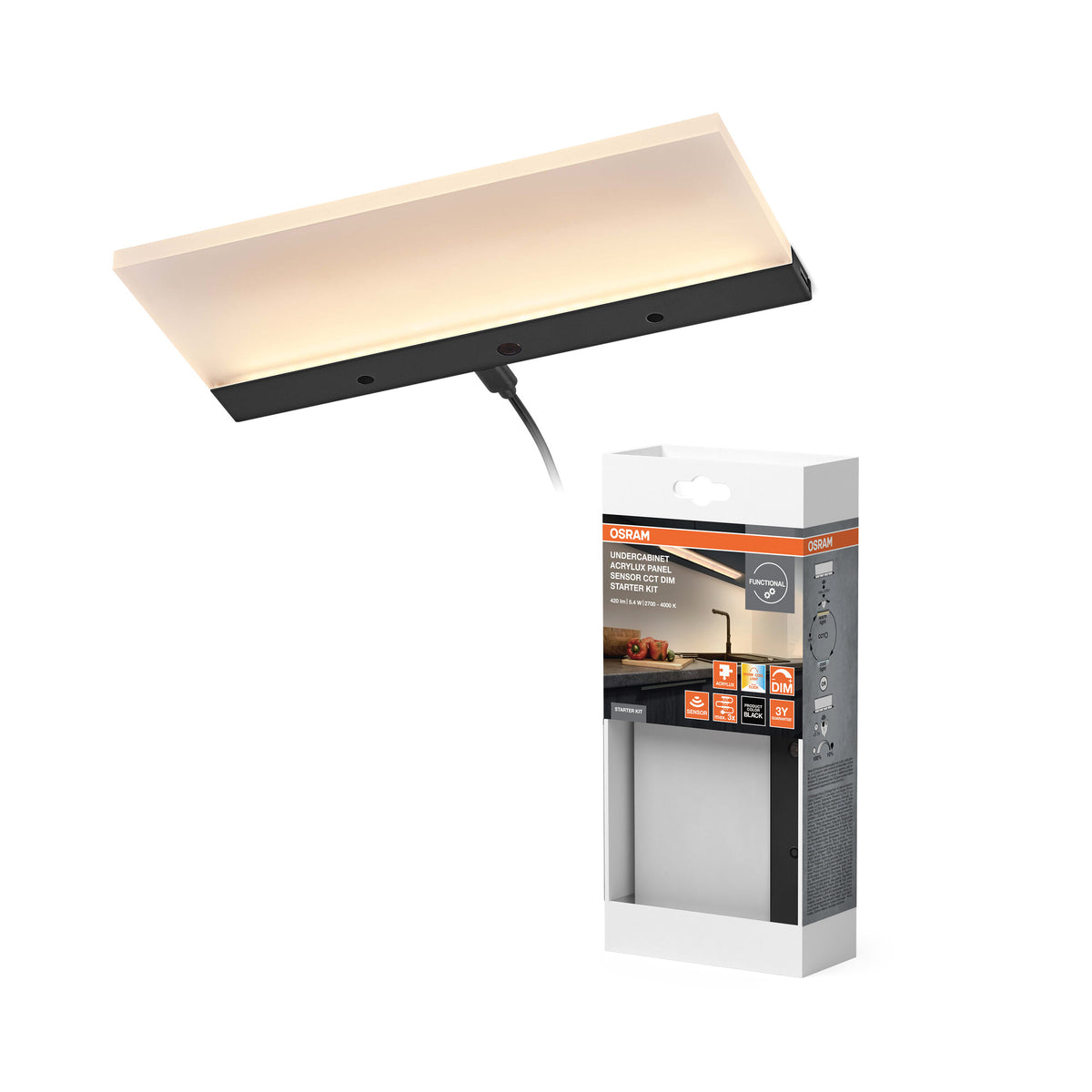OSRAM onderbouwlamp Acrylux Panel 5,4W CCT dimbaar starterset
