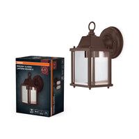 OSRAM buitenwandlamp, Rust, E27, aluminium behuizing, glazen kap, IP43, 220–240 V, geschikt voor 0–15 W, inclusief montageschroeven, 225 mm hoog, 150 mm breed