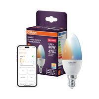 OSRAM SMART+ ZIGBEE Tunable White in B-vorm, LED-lamp, mat, 4,9 W, 470 lm, van 2700 tot 6500 K, wifi, Google Assistant, Amazon Alexa, compatibel met smart speakers, dimbaar