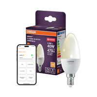 OSRAM SMART+ ZIGBEE Classic Dimbaar in B-vorm, LED-lamp, mat, 4,9 W, 470 lm, 2700 K, wifi, Google Assistant, Amazon Alexa, compatibel met smartspeakers, dimbaar, CRI 80