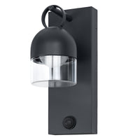 OSRAM buitenwandlamp, donkergrijs, 6,5 W, 400 lm, 3000 K, 110° stralingshoek, IP65, levensduur 50.000 uur, PIR-bewegingssensor, glas, aluminium