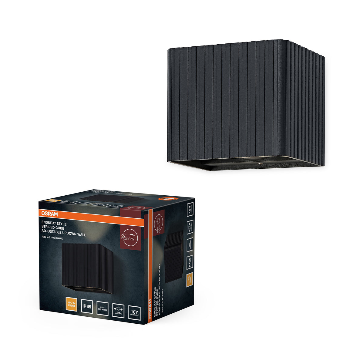 OSRAM buitenwandlamp, donkergrijs, 15 W, 330 lm, 3000 K, 210° stralingshoek, levensduur 50.000 uur, IP65