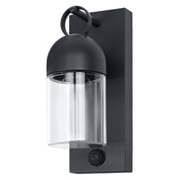 OSRAM buitenwandlamp, donkergrijs, E27, IP65, glas, aluminium, PIR-bewegingssensor, daglichtsensor, levensduur 25.000 uur, 0-40 W